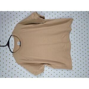 Victorias Secret PINK Boxy Cropped XL Beige Thick Embroidered Shirt Top